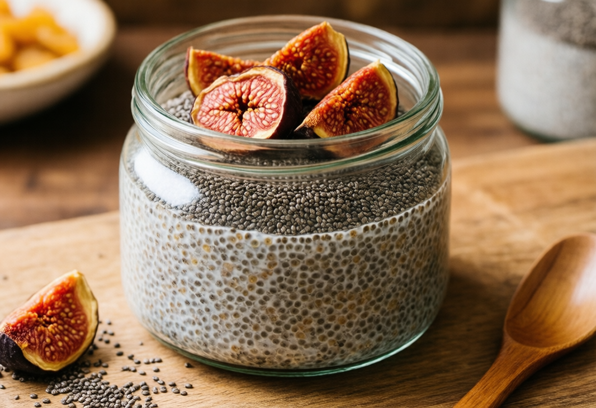 Pudim de chia com figo seco