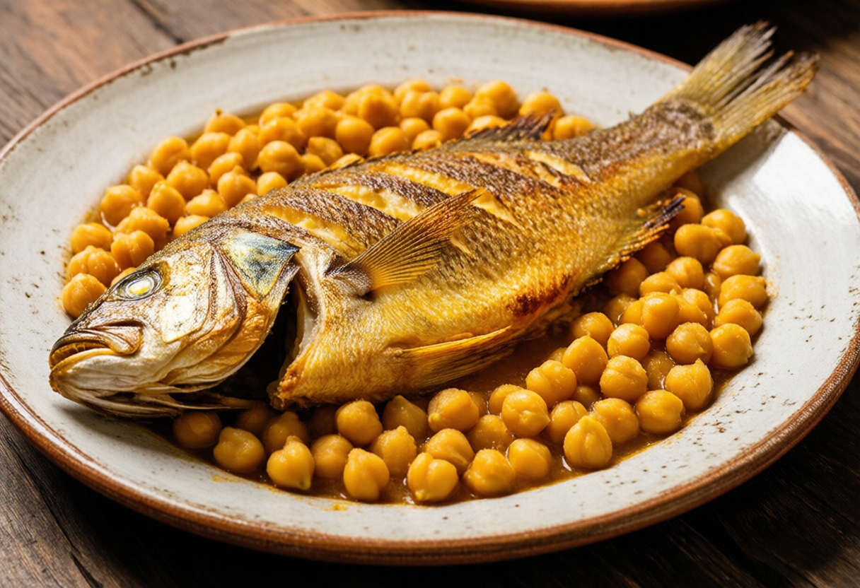 Bacalhau com grão no forno simples